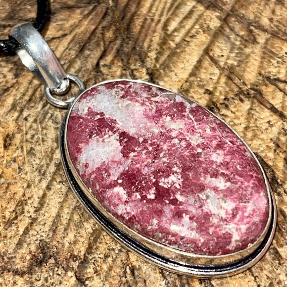Beautiful Bright Pink Thulite Pendant 2” - Picture 9 of 12